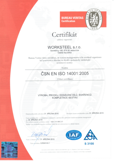 Certifikát ISO 14001:2005